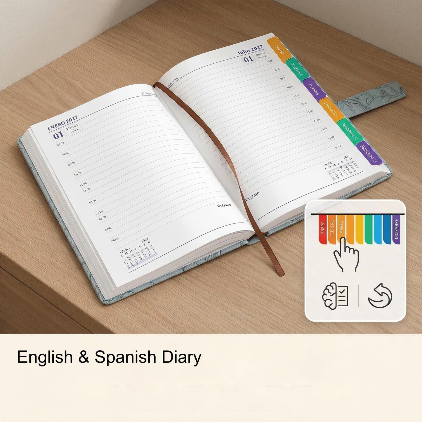 Spanish and English diary daily notebook Diario en inglés y español